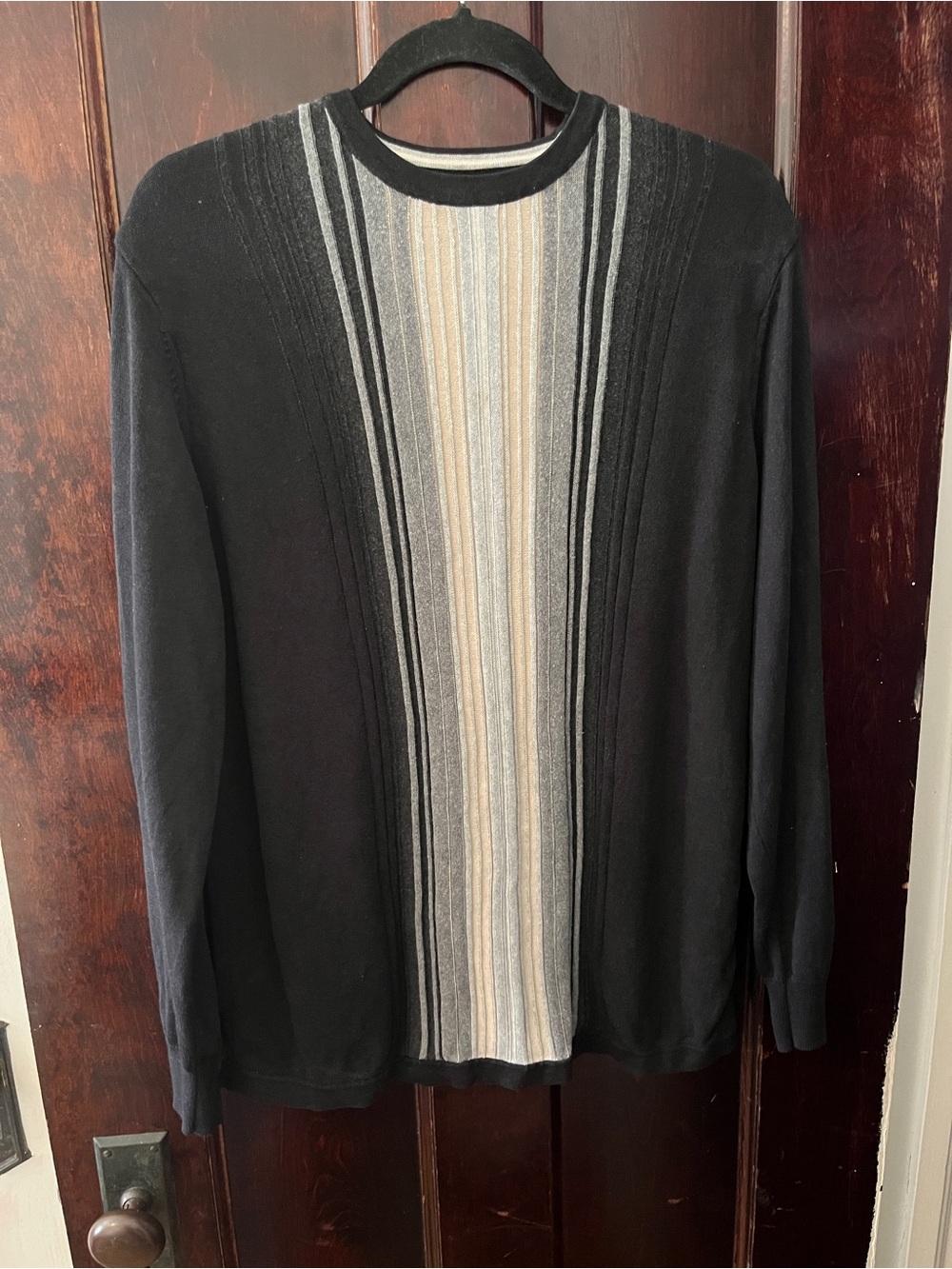 John Henry Vertical Stripe Knit Crewneck Sweater Navy Men's M